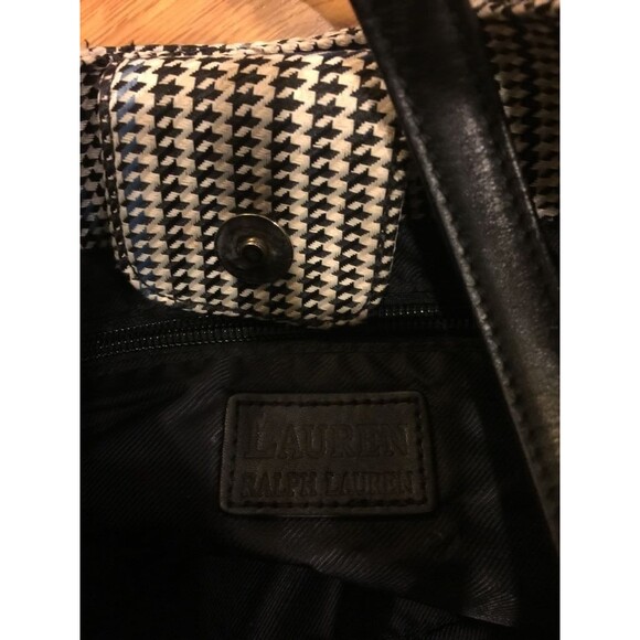 Ralph Lauren large handbag tote shopper Black  plaid tweed houndstooth - Picture 3 of 4